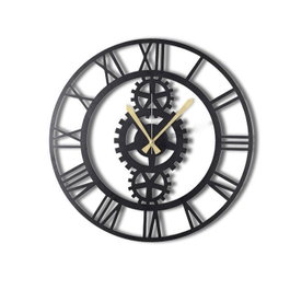 Wallity Gear XL Reloj de pared decorativo de metal Negro